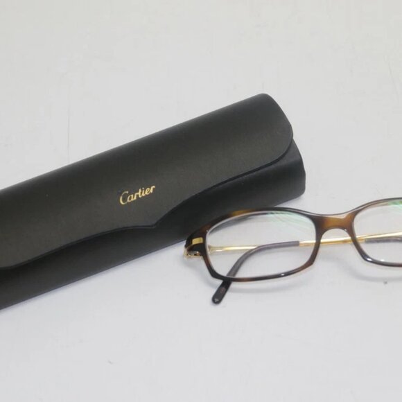 CARTIER Square Clear Sunglasses Brown Tortoiseshell Acetate 140 53-17 - 4363169 - Picture 1 of 11